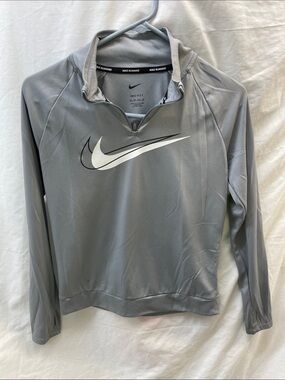 Nike Gray Long Sleeve Dri-FIT Quarter Zip Hoodie ladies sz xs